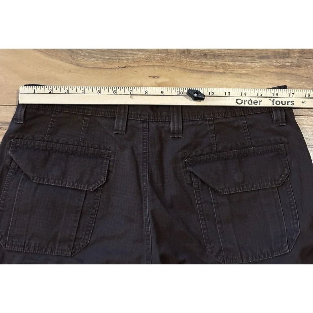 Eddie Bauer Men's 33 Rip Stop Canvas Cargo Hiking Shorts Multi-Pocket Brown
